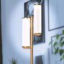 Brightech Gemini - Mid Century Modern Two Light Floor Lamp for Living Room Bright Lighting - Contemporary Dimmable LED Standing Light for Bedrooms & Offices - Gold/Antique Brass Indoor Pole Light