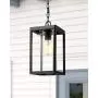 Beionxii Outdoor Pendant Light, Modern Exterior Hanging Porch Lantern, Sanded Black Aluminum with Clear Cylinder Glass - A291H-1PK