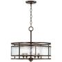 Edinger Oil Rubbed Bronze Round Pendant Chandelier 20'' Wide Rustic Industrial Clear Waterglass 4-Light Fixture for Dining Room House Foyer Kitchen Island Entryway Bedroom Living Room - Regency Hill