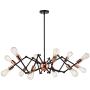 Jazava Industrial Sputnik Chandelier, 12-Lights Modern Pendant Light for Farmhouse, Hanging Light Fixture, Adjustable Swing Arms, Black and Rose Gold Finish