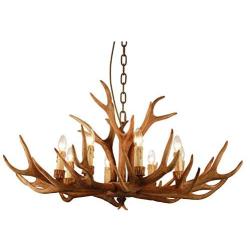 Retro Resin Antler Chandelier, Vintage Deer Pendant Lights Rural Countryside Chandelier Hanging Indoor Lights Decorative Twig Lights for Living Room Bar Cafe Lighting