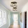 Farmhouse Light Fixture, KingSo Collection One-Light Ceiling Light Fixture with Wood Texture, Flush Mount Ceiling Light for Hallway Dining Room Bedroom Foyer