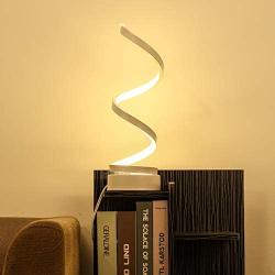 Spiral LED Desk Lamp, Curved Table Lamp, Modern Minimalist Lighting Design, 24W Multiple Color Temperature LED Table Lamp, Modern Lamp for Living Room and Bedroom, White