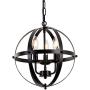 Globe Pendant Lights 3 Lamp Chandelier Black Rural Style Retro Rustic Industrial Vintage Ceiling Light Fixture with Metal Spherical lamp for Dining Room, Porch, Kitchen Island Dining Table Farmhouse