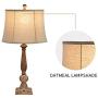Maxax Table Lamp Set of 2 Poly Beside Nightstand Lamps with Oatmeal Fabric Shade for Living Room and Bedroom