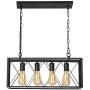 Industrial Kitchen Island Pendant Lighting, Pynsseu Rectangular Vintage Rustic 4-Light Hanging Pendant Light Fixtures for Kitchen Farmhouse, Bar, Dinning Room