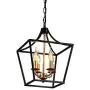 JINZO Farmhouse Chandelier 4-Lights Rustic Cage Pendant Light Matt Black and Gold for Foyer Entryway Hallway Dining Room and Kitchen Island.