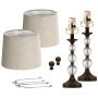 Oneach USB Table Lamps Crystal for Living Room Set of 2 Modern Bedside Lamp with Clear Stacked Ball 24.5'' Night Light Lamp for Bedroom Accent Oil-Rubbed Bronze