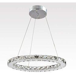 Ganeed Chandeliers,Crystal Glass Chandelier,Pendant Lighting Ceiling Lights Fixtures for Living Room Bedroom Restaurant Porch Dining Room,One Rings (Dia 11.8'',6500K)