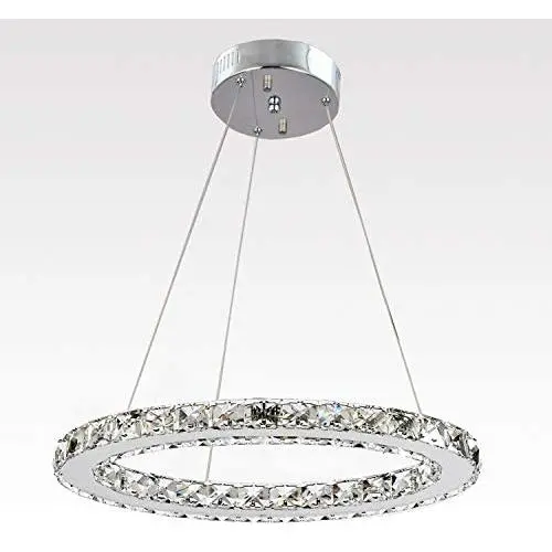 Ganeed Chandeliers,Crystal Glass Chandelier,Pendant Lighting Ceiling Lights Fixtures for Living Room Bedroom Restaurant Porch Dining Room,One Rings (Dia 11.8'',6500K)
