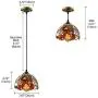 LITFAD Elegant Tiffany Style Pendant Light with Oversize Sunflower Pattern One-Light LED Ceiling Hanging Pendant Lamp Chandelier for Kitchen Island Dining Room Restaurant - D