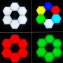 QBABY Remote Control Hexagon Wall Light Multicolor with USB Power, Modular Touch Sensitive Hexagonal Lights Panels DIY Assembled for Bedroom,Living Room