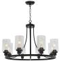 MELUCEE Black Chandelier 8 Lights, Kitchen Island Lighting Industrial Chandelier with Clear Glass Shade, Farmhouse Pendant Light for Dining Room Living Room Bedroom