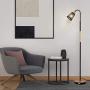 HAITRAL Modern Floor Lamp - Tall Standing Lamp with 360° Adjustable Swing Arm, Industrial Reading Lamps for Living Room, Bedroom, Office, College Dorm - Black (Without Bulb)