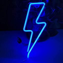 UCSAJI Lightning LED Neon Lights Lightning Shaped Decor Light Sign Lamp Christmas Wall Decor Birthday Party Kids Room Living Room Home Wedding Party Decor (Blue)