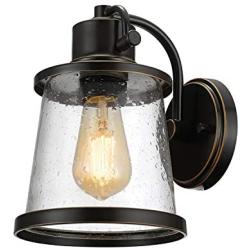 Charlie Outdoor Indoor Wall Sconce, LED Bulb Included, Oil Rubbed Bronze, Clear Seeded Glass Shade,44127