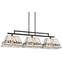 Corvallis Black Large Linear Island Pendant Chandelier 45 3/4'' Wide Modern Tiffany Style Art Glass 3-Light Fixture for Kitchen Island Dining Room - Robert Louis Tiffany