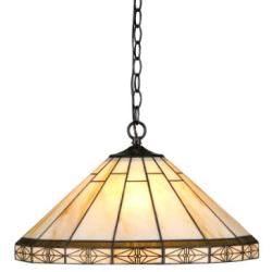 Chloe Lighting CH31315MI18-DH2 Belle Tiffany-Style Mission 2-Light Ceiling Pendant with Shade, 8.7 x 18.1 x 18.1'', Bronze