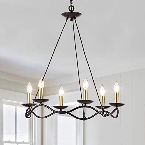 Maxax Chandelier 6-Light Farmhouse Kitchen Island Pendant Lighting fixtures for Dining Room Bathroom Bedroom Living Room, Black&Gold Finish (6 Lights) Maxax Chandelier 6-Light Farmhouse Kitchen Island Pendant Lighting fixtures for Dining Room Bathroom Bedroom Living Room, Black&Gold Finish (6 Lights)