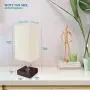 USB Table Desk Lamp, Acaxin Bedside Lamp with Dual USB Quick Charge Port, Wood Desk Lamp, Black Charger Base with Unique Fabric Shade, LED Light Nightstand Desk Lamps for Bedroom Living Room Set of 2