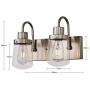 YAOHONG 2-Lights Wall Light / Bathroom Vanity Light, Industrial Wall Sconce in Satin Nickel with Clear Glass Shades Wall Mount Light Fixtures for Living Room Bathroom Kitchen