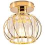 YLONG-ZS Semi Flush Mount Ceiling Light, Industrial Farmhouse Light Fixture with Golden Metal Cage, Lamp Fixtures for Kitchen Bedroom Hallway Stairway Garage Living Room Dining Room