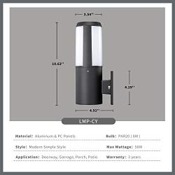 LMP Outdoor Light Outside Light LED Bulbs Included Cylinder Lights, Waterproof and Dust Resistant, Finishing with Aluminum Plus PC Panels, Wall Light for Entry, Garage, Garden, Porch, Yard