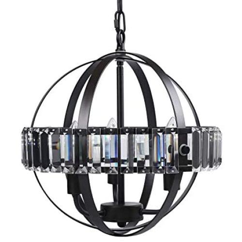 Galtalap Crystal Chandelier 14.6'' 3-Light Flush Mount Ceiling Light ETL Listed Adjustable Rods Pendant Lighting with Modern K9 Crystal for Dining Room, Bathroom, Bedroom, Living Room