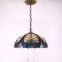 Tiffany Pendant Lamp W16H40 Inch Blue Stained Glass Lampshade Link Antique Pendant Lamp Ceiling Style 2E26 Lighting for Dining Room Living Room S160E WERFACTORY Living Bar Room Lover Study Gifts