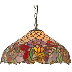 BAYCHEER Vintage Lovely Hanging Lamp 2 Lights Tiffany Pendant Lamp with Vibrant Stained Glass Shade for Dining Room, Kitchen Island, Bedroom