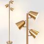 HAITRAL Adjustable Floor Lamp - Modern Pole Lamp 3 Light Tree, Standing Tall Lamp for Living Room, Bedroom - Antique Brass/Gold (Without Bulb)
