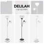 Globe Electric 67135 Delilah 72'' Torchiere Adjustable Reading Light, Matte Black, Frosted Plastic Shade, 3-Step Floor Lamp Socket, Rotary On/Off Switch, 72.88''