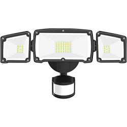 Motion Sensor Light Outdoor, Beacon LED Security Lights Motion Outdoor, 42W 4000LM Dusk to Dawn Flood Light with 3 Head Waterproof IP65, ETL Certified for Yard, Garage, Garden, Porch