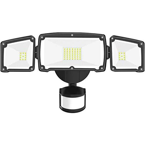 Motion Sensor Light Outdoor, Beacon LED Security Lights Motion Outdoor, 42W 4000LM Dusk to Dawn Flood Light with 3 Head Waterproof IP65, ETL Certified for Yard, Garage, Garden, Porch