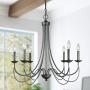 6-Light Farmhouse Dining Room Lighting, Iron Chandelier Light Fixture, French Country Chandelier in Dark Silver Metal Finish, 27.6'' X 25.6'' Pendant Light