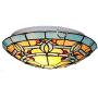 LITFAD Tiffany Traditional Ceiling Mount Light Bowl Shade Stained Glass Mission Inverted Ceiling Lamp Flush Ceiling Light Pendant Lighting for Living Room Bedroom Hotel Cafe - Yellow & Blue, 16''(40cm)