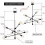 Sputnik Chandelier 6 Lights,Black Pendant Light Fixture,Industrial Modern Ceiling Lighting for Dining Room Kitchen Island Bedroom Hallway