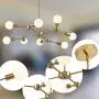 8 Lights Sputnik Chandelier Gold Pendant Lighting Mid-Century Vintage Ceiling Fixture Hanging Lamps for Dining Room Kitchen Island Bedroom Living Room