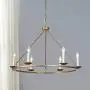 Kitchen Island Pendant Light, A1A9 Retro Round Candle LED Chandelier Lighting Wagon Wheel Ceiling Lights for Farmhouse, Dining Room, Table Light, Entryway, Hallway, Foyer, D30'' X H23'' Chain 59