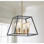 Saint Mossi Black and Gold Chandelier with 4 Lights,Metal Island Lighting,Farmhouse Industrial Country Hanging Pendant Light Fxiture for Living Room,W14''xH60'' with Adjustable Rods
