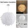 Ccoco Pendant Light Shade, Ceiling Lamp Shade Spherical Feather High Light Romantic Hanging Transparency Soft Lighting E27 Lamp Holder Ceiling Chandelier, for Bedroom Living Room Christmas