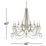 Strand Silver Leaf Large Chandelier 46'' Wide Beaded Crystal Candle 12-Light Fixture for Dining Room House Foyer Kitchen Island Entryway Bedroom Living Room - Regency Hill