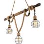BAYCHEER Multi-Light Natural Rope Pendant Lights Chandelier Celling Lamp Hanging Light Fixture with Cage Guard for Indoor Warehouse Barn in Dark Bronze use 3 E26 Bulbs