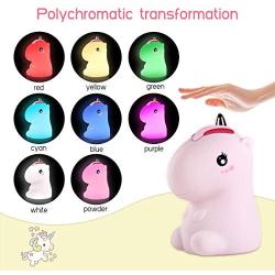 HOKEKI Night Light for Kids, Cute Color-changing Silicone Baby Night Light with Touch Sensor, Portable LED Bedside Kindergarten Light for Nursery Rooms, Gifts for Boys and Girls - USB Rechargeable