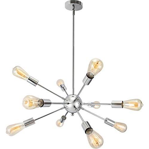 Sputnik Chandelier 10 Lights LIGHTESS Sputnik Pendant Light Vintage Chrome Semi Flush Mount Ceiling Light Fixture for Kitchen Dining Living Room, E26 Base (Bulb Not Included)