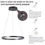 Harchee Modern LED Ring Chandelier Acrylic Round Shape Ceiling Light Fixture, Adjustable LED Circle Pendant Light with 1 Ring for Living Room, Dining Room, Warm White 3000K, Brown Finish, 23.6 inches