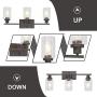 MELUCEE 3 Light Bathroom Vanity Light Oil Rubbed Bronze, Industrial Wall Light Fixture with Clear Glass Shade Sconces for Bedroom Porch Kitchen Living Room