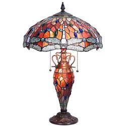 Capulina Tiffany Table Lamp H23''x W16'',Tiffany Styled Dragonfly Table Lamps,Tiffany Desk Lamp,Stained Glass Lamps,Stained Glass Desk Lamp,Stained Glass Lamps Table,Tiffany Lamps with Night Light