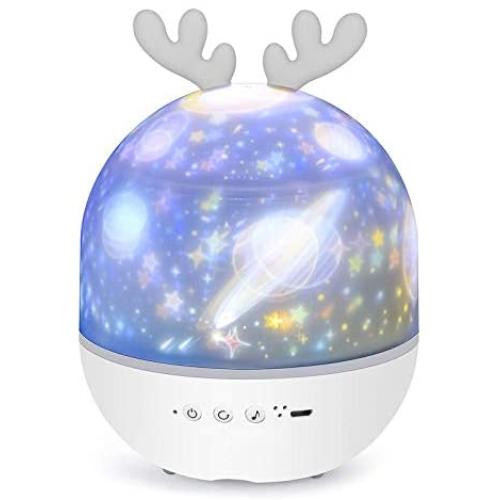 Star Night Lights for Kids, BREIS 360°Rotating Remote Control Star Projector Lamps with Music for Room Decor Christmas Gift for Kids (Deer)