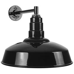 The Gardena Straight Arm Barn Light | Standard Warehouse Steel Dome on a Straight Arm | Barn Lighting and Farmhouse Lighting | Made in America (11'' Straight Arm, Black)